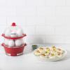 imageChefman Electric Egg Cooker Boiler Rapid EggMaker ampamp Poacher Food ampamp Vegetable Steamer Quickly Makes 12 Eggs Hard or Soft Boiled Poaching and Omelet Trays Included Ready Signal BPAFree BlackRed