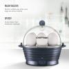imageChefman Electric Egg Cooker Boiler Rapid Poacher Food ampamp Vegetable Steamer Quickly Makes Up to 6 Hard Medium or Soft Boiled PoachingOmelet Tray Included Ready Signal BPAFree IvoryMidnight Blue