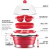 imageChefman Electric Egg Cooker Boiler Rapid Poacher Food ampamp Vegetable Steamer Quickly Makes Up to 6 Hard Medium or Soft Boiled PoachingOmelet Tray Included Ready Signal BPAFree IvoryRed