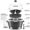 imageChefman Electric Egg Cooker Boiler Rapid Poacher Food ampamp Vegetable Steamer Quickly Makes Up to 6 Hard Medium or Soft Boiled PoachingOmelet Tray Included Ready Signal BPAFree IvoryGray