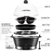 imageChefman Electric Egg Cooker Boiler Rapid Poacher Food ampamp Vegetable Steamer Quickly Makes Up to 6 Hard Medium or Soft Boiled PoachingOmelet Tray Included Ready Signal BPAFree IvoryBlack
