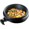 imageChefman Electric Grill And Skillet Ridged Surface Braise Steam Saut Sear Pan Fry Adjustable Temperature 42Quart BlackSquareBlack  Round