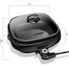 imageChefman Electric Grill And Skillet Ridged Surface Braise Steam Saut Sear Pan Fry Adjustable Temperature 42Quart BlackSquareBlack  Square