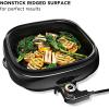 imageChefman Electric Grill And Skillet Ridged Surface Braise Steam Saut Sear Pan Fry Adjustable Temperature 42Quart BlackSquareBlack  Square