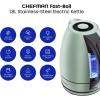 imageChefman Electric Kettle 18 Liter Stainless Steel Electric Tea Kettle Water Boiler with Automatic Shutoff LED Lights BoilDry Protection Hot Water Electric Kettles for Boiling Water GreenGreen