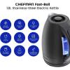 imageChefman Electric Kettle 18 Liter Stainless Steel Electric Tea Kettle Water Boiler with Automatic Shutoff LED Lights BoilDry Protection Hot Water Electric Kettles for Boiling Water GreenBlack