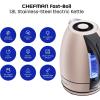 imageChefman Electric Kettle 18 Liter Stainless Steel Electric Tea Kettle Water Boiler with Automatic Shutoff LED Lights BoilDry Protection Hot Water Electric Kettles for Boiling Water GreenRose