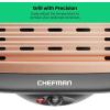 imageChefman Electric Smokeless Indoor Grill w NonStick Cooking Surface ampamp Adjustable Temperature Knob from Warm to Sear for Customized BBQing Dishwasher Safe Removable Water Tray BlackCopper