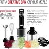 imageChefman Electric Spiralizer ampamp Immersion BlenderVegetable Slicer 6in1 Food Prep Combo Kit Includes 3 Spiralizing Blade Attachments Zoodle Maker Grate Ribbon Spiral Blend Chop and Puree
