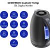 imageChefman Electric Tea Kettle 18 Liter Hot Water Electric Kettle Temperature Control Water Boiler with 5 Presets TriColored LED Lights Keep Warm Automatic Shutoff GreyBlack