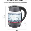 imageChefman Electric Tea Kettle 18 Liter Hot Water Electric Kettle Temperature Control Water Boiler with 5 Presets TriColored LED Lights Keep Warm Automatic Shutoff GreyGrey