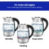 imageChefman Electric Tea Kettle 18 Liter Hot Water Electric Kettle Temperature Control Water Boiler with 5 Presets TriColored LED Lights Keep Warm Automatic Shutoff GreyStainless