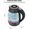 imageChefman Electric Tea Kettle 18 Liter Hot Water Electric Kettle Temperature Control Water Boiler with 5 Presets TriColored LED Lights Keep Warm Automatic Shutoff GreyBlack