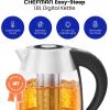 imageChefman Electric Tea Kettle 18 Liter Hot Water Electric Kettle Temperature Control Water Boiler with 5 Presets TriColored LED Lights Keep Warm Automatic Shutoff GreyStainless