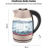 imageChefman Electric Tea Kettle 18 Liter Hot Water Electric Kettle Temperature Control Water Boiler with 5 Presets TriColored LED Lights Keep Warm Automatic Shutoff GreyRose