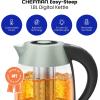 imageChefman Electric Tea Kettle 18 Liter Hot Water Electric Kettle Temperature Control Water Boiler with 5 Presets TriColored LED Lights Keep Warm Automatic Shutoff GreyGreen