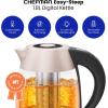 imageChefman Electric Tea Kettle 18 Liter Hot Water Electric Kettle Temperature Control Water Boiler with 5 Presets TriColored LED Lights Keep Warm Automatic Shutoff GreyRose