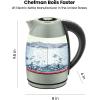 imageChefman Electric Tea Kettle 18 Liter Hot Water Electric Kettle Temperature Control Water Boiler with 5 Presets TriColored LED Lights Keep Warm Automatic Shutoff GreyGreen