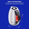 imageChefman Electric Tea Kettle 18 Liter Hot Water Electric Kettle Temperature Control Water Boiler with 5 Presets TriColored LED Lights Keep Warm Automatic Shutoff GreyStainless