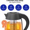 imageChefman Electric Tea Kettle 18 Liter Hot Water Electric Kettle Temperature Control Water Boiler with 5 Presets TriColored LED Lights Keep Warm Automatic Shutoff GreyBlack