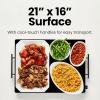 imageChefman Electric Warming Tray with Adjustable Temperature Control Perfect For Buffets Restaurants Parties Events and Home Dinners Glass Top Extra Large 21 x 16 Surface Keeps Food Hot  BlackStainless Black