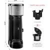 imageChefman Froth  Brew Coffee Maker and Milk Frother Single Serve Brewer for KCup Pods ampamp Grounds for Latte and Cappuccino Style Drinks Compact 20 oz Glass Mug and Reusable Filter Included 21 ozCompact 14 oz