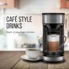 imageChefman Froth  Brew Coffee Maker and Milk Frother Single Serve Brewer for KCup Pods ampamp Grounds for Latte and Cappuccino Style Drinks Compact 20 oz Glass Mug and Reusable Filter Included 21 oz21 oz