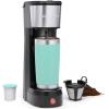 imageChefman InstaCoffee Max The Easiest Way to Brew the Boldest SingleServe Coffee Use Fresh And Flavorful Grounds or KCups With A Convenient BuiltIn Lift BlackStainless SteelBlackStainless Steel