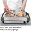 imageChefman Long Electric Warming Plate Heating Element Prep Food for Parties Stainless Steel Frame ampamp Tempered Glass Surface Buffet at Home for Trays ampamp Dishes CoolTouch Handles BlackBuffet  14 x 14