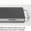 imageChefman Long Electric Warming Plate Heating Element Prep Food for Parties Stainless Steel Frame ampamp Tempered Glass Surface Buffet at Home for Trays ampamp Dishes CoolTouch Handles BlackLong  238 x 86