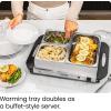 imageChefman Long Electric Warming Plate Heating Element Prep Food for Parties Stainless Steel Frame ampamp Tempered Glass Surface Buffet at Home for Trays ampamp Dishes CoolTouch Handles BlackBuffet  14 x 14