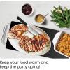 imageChefman Long Electric Warming Plate Heating Element Prep Food for Parties Stainless Steel Frame ampamp Tempered Glass Surface Buffet at Home for Trays ampamp Dishes CoolTouch Handles BlackLong  238 x 86