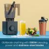 imageChefman Obliterator 48 oz Countertop Blender for Smoothies 1380W Motor to Crush Ice Nuts and Frozen Fruit with Stainless Steel Blade Auto Blend Function Includes 20 oz Travel Jar  ConcreteMidnight