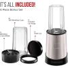 imageChefman Personal Ultimate Kitchen Blender Quick Portable Blending of Shakes Smoothies Baby Food ampamp Juice 2 Travel Cups Cover ampamp Drinking Rim 6Piece Set DishwasherSafe StainlessSteel BladeBlackStainless Steel