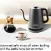 imageChefman TrueTemp Precision Control Gooseneck Kettle Internal Custom Temperature Control and 6 OneTouch Presets BoilDry Protection Auto ShutOff for Safety For Pour Over Coffee and Tea BlackBlack  Gooseneck