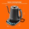 imageChefman TrueTemp Precision Control Gooseneck Kettle Internal Custom Temperature Control and 6 OneTouch Presets BoilDry Protection Auto ShutOff for Safety For Pour Over Coffee and Tea BlackGooseneck Temperature Control