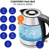imageChefman TrueTemp Precision Control Gooseneck Kettle Internal Custom Temperature Control and 6 OneTouch Presets BoilDry Protection Auto ShutOff for Safety For Pour Over Coffee and Tea BlackGlass