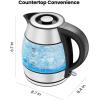 imageChefman TrueTemp Precision Control Gooseneck Kettle Internal Custom Temperature Control and 6 OneTouch Presets BoilDry Protection Auto ShutOff for Safety For Pour Over Coffee and Tea BlackGlass
