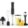 imageCHEFMAN Cordless Portable Immersion Blender 5in1 Blender Set Ice Crushing Power with OneTouch Speed Control Comes with Potato Masher Whisk Chopper Beaker and Storage Case Stainless Steel