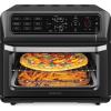 imageChefman Air Fryer Toaster Oven Combo with Probe Thermometer 12In1 Stainless Steel Convection Countertop 10 Inch Pizza 4 Slices of Toast Cooking Baking Toasting Roaster Oven Airfryer 20QTStainless Black