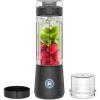 imageChefman Cordless Portable Blender for Smoothies and Shakes BPAFree 16 oz Blending Jar wStainlessSteel Blades USBC Rechargeable with ColorChanging LEDs DishwasherSafe Accessories  Black