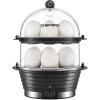 imageChefman Electric Egg Cooker Boiler Rapid EggMaker ampamp Poacher Food ampamp Vegetable Steamer Quickly Makes 12 Eggs Hard or Soft Boiled Poaching and Omelet Trays Included Ready Signal BPAFree BlackBlack