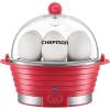 imageChefman Electric Egg Cooker Boiler Rapid Poacher Food ampamp Vegetable Steamer Quickly Makes Up to 6 Hard Medium or Soft Boiled PoachingOmelet Tray Included Ready Signal BPAFree IvoryRed