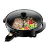 imageChefman Electric Skillet  12 Inch Round Frying Pan with Non Stick Coating Temperature Control Tempered Glass Lid CoolTouch Handles and Knob Black