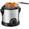 imageChefman Fry Guy The Most Compact ampamp Convenient To Deep Fry Comfort Food RestaurantStyle Basket With A 16Quart Capacity EasyView Window ampamp Adjustable Temp Control Stainless  15 LiterStainless  1 Liter