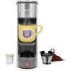 imageChefman InstaCoffee Max The Easiest Way to Brew the Boldest SingleServe Coffee Use Fresh And Flavorful Grounds or KCups With A Convenient BuiltIn Lift BlackStainless SteelGrey  wLift
