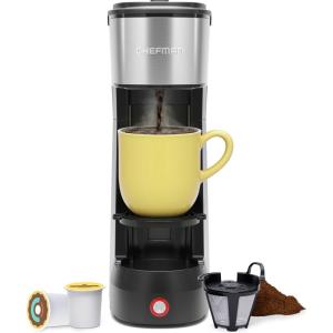imageCHEFMAN Single Serve Coffee Maker K Cup Coffee Machine Compatible with KCup Pods and Ground Coffee Brew 6 to 14oz Cup Drip Coffee Maker Cup Lift Filter Included