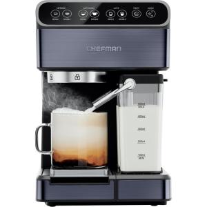 imageChefman 6in1 Espresso Machine with Steamer Automatic OneTouch Coffee Maker Single or Double Shot Cappuccino Machine Latte Maker Espresso Maker with Milk Frother Black