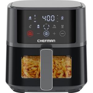 imageChefman Air Fryer  4 QT Compact Airfryer for Quick ampamp Easy Meals Features HiFry Technology for Extra Crisp EasyView Window Touch Controls with 4 Presets Nonstick ampamp Dishwasher Safe Basket  Grey