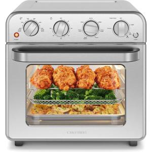imageChefman Air Fryer Toaster Oven Combo 7In1 Convection Oven Countertop 20 Qt Oven Air fryer Cook a 10 Inch Pizza Air Fry 2 lb of Chicken Wings Toast Broil Auto Shutoff Stainless19 Quart